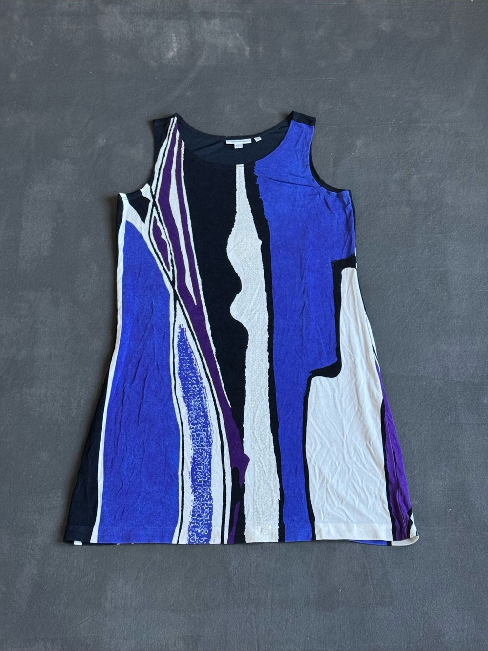 Chico's Blue, Black & White Abstract Sleeveless Shift Dress